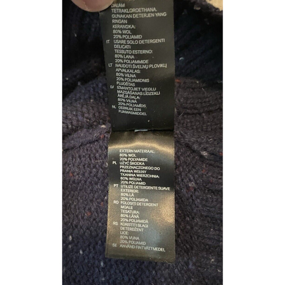 LOGG by H&M Sweater Mens Size Medium Navy V Neck Heavy Wool Pullover Sweater - Picture 10 of 14